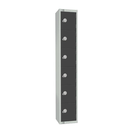 Elite Six Door Camlock Locker Graphite Grey - GR682-C Steel Lockers 300mm Deep Elite Lockers   