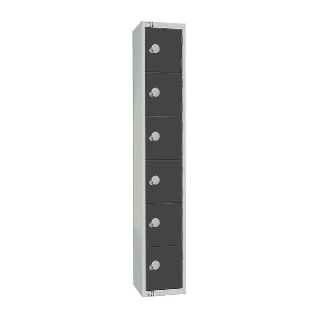 Elite Six Door Camlock Locker Graphite Grey - GR682-C Steel Lockers 300mm Deep Elite Lockers   