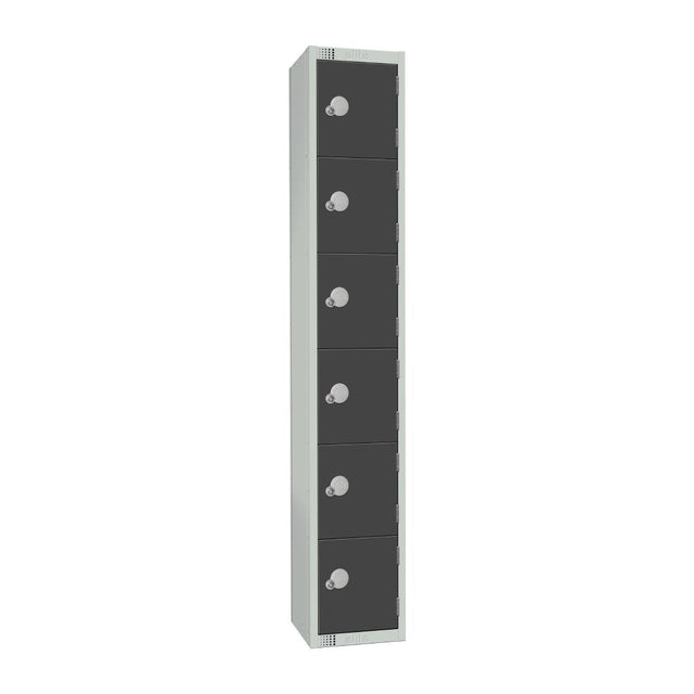 Elite Six Door Coin Return Locker Graphite Grey - GR682-CN Steel Lockers 300mm Deep Elite Lockers   