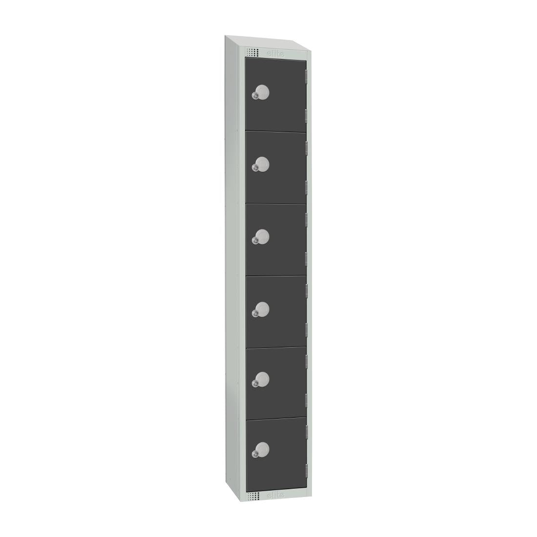 Elite Six Door Padlock Locker with Sloping Top Graphite Grey - GR682-PS Steel Lockers 300mm Deep Elite Lockers   