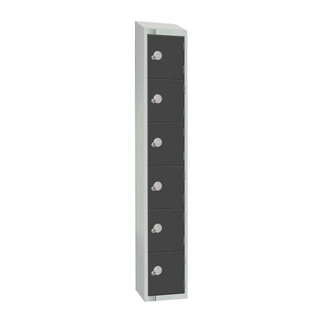 Elite Six Door Padlock Locker with Sloping Top Graphite Grey - GR682-PS Steel Lockers 300mm Deep Elite Lockers   