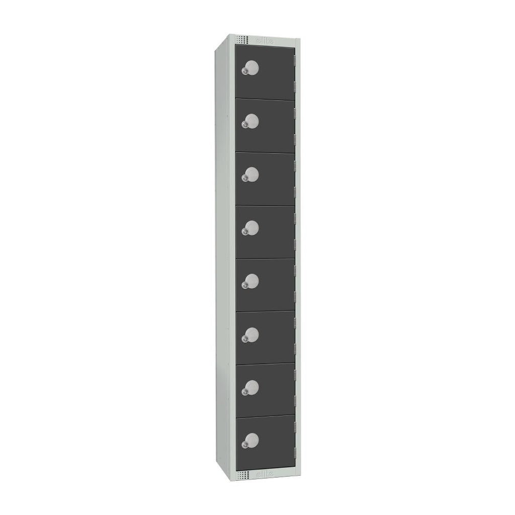 Elite Eight Door Camlock Locker Graphite Grey - GR683-C Steel Lockers 300mm Deep Elite Lockers   