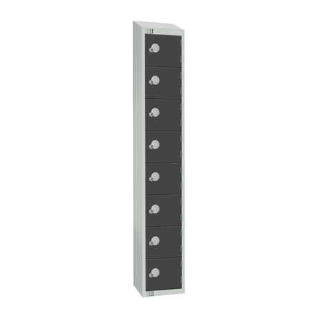 Elite Eight Door Camlock Locker with Sloping Top Graphite Grey - GR683-CS Steel Lockers 300mm Deep Elite Lockers   