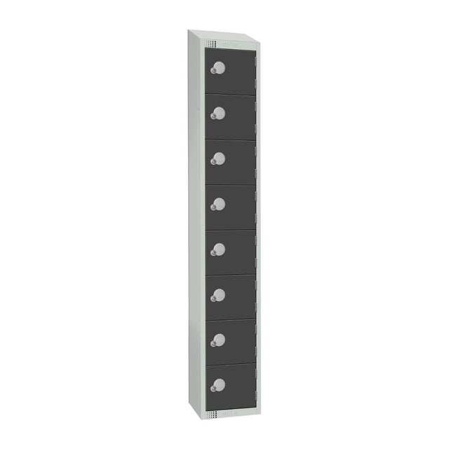 Elite Eight Door Coin Return Locker with Sloping Top Graphite Grey - GR683-CNS Steel Lockers 300mm Deep Elite Lockers   