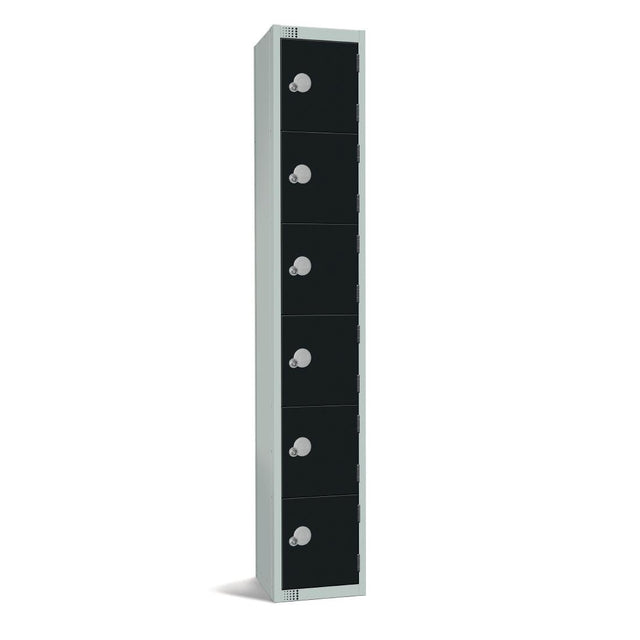 Elite Six Door Coin Return Locker Black - GR689-CN Steel Lockers 450mm Deep Elite Lockers   