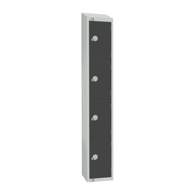 Elite Four Door Camlock Locker with Sloping Top Graphite Grey - GR694-CS Steel Lockers 450mm Deep Elite Lockers   