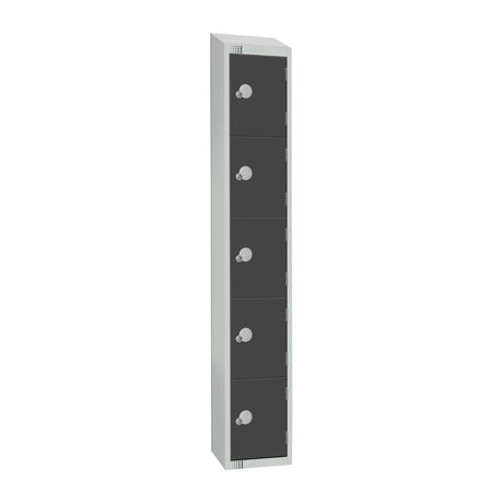 Elite Five Door Padlock Locker Graphite Grey with Sloping Top - GR695-PS Steel Lockers 450mm Deep Elite Lockers   