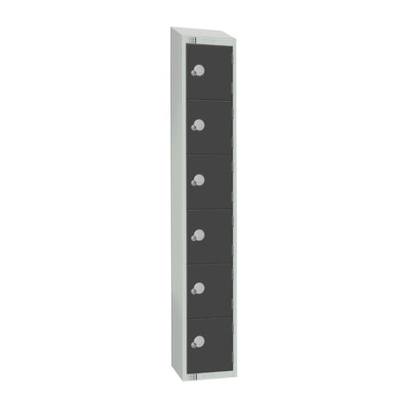 Elite Six Door Camlock Locker with Sloping Top Graphite Grey - GR696-CS Steel Lockers 450mm Deep Elite Lockers   