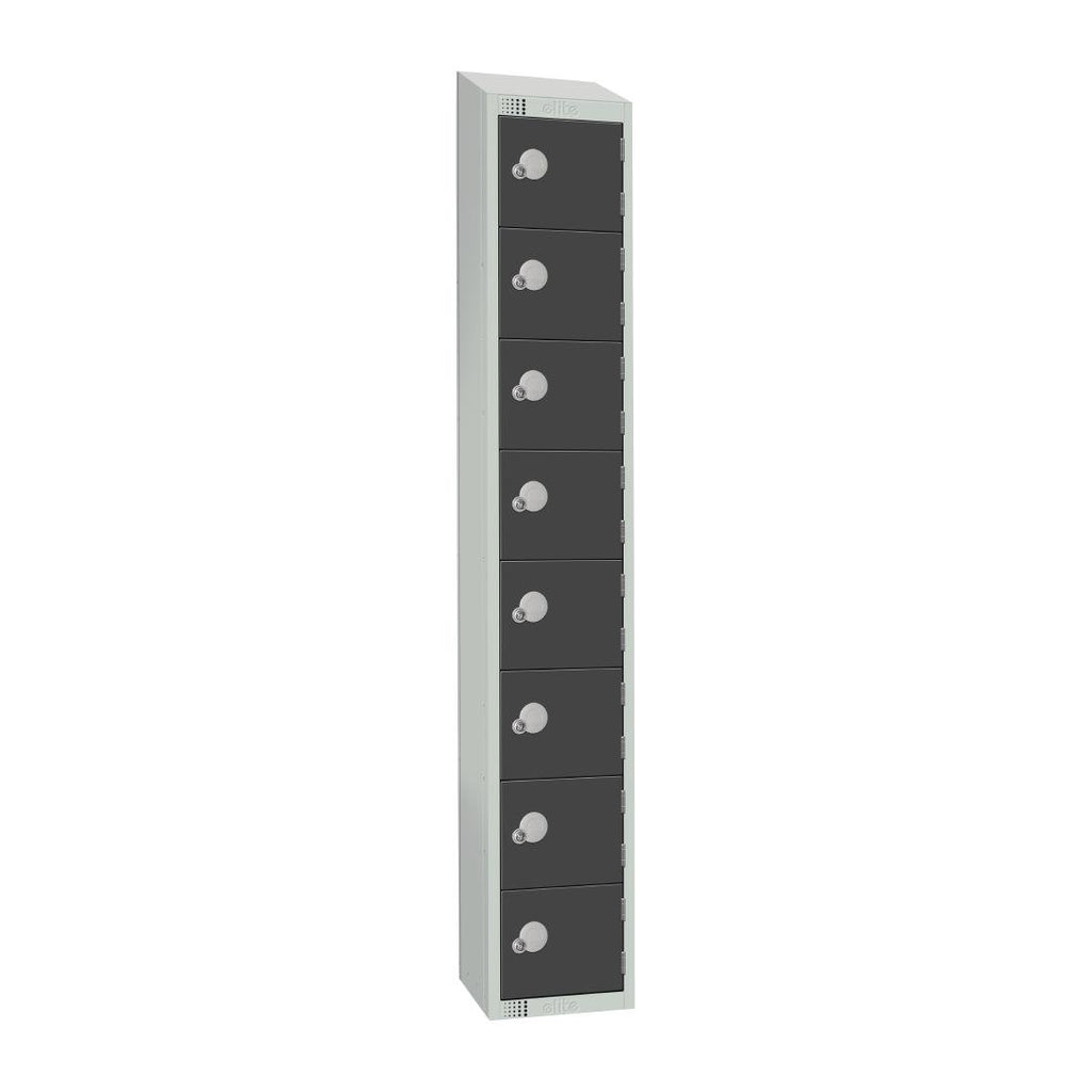 Elite Eight Door Coin Return Locker with Sloping Top Graphite Grey - GR697-CNS Steel Lockers 450mm Deep Elite Lockers   