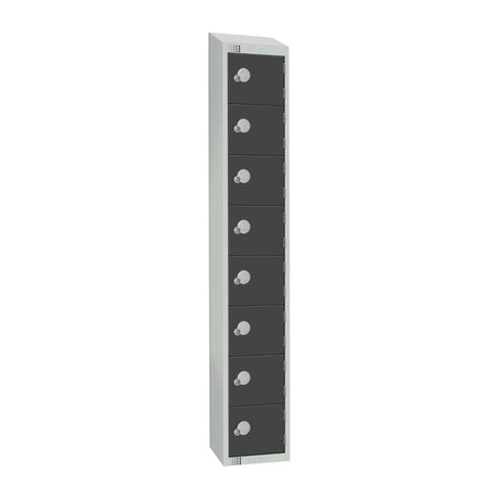 Elite Eight Door Camlock Locker with Sloping Top Graphite Grey - GR697-CS Steel Lockers 450mm Deep Elite Lockers   
