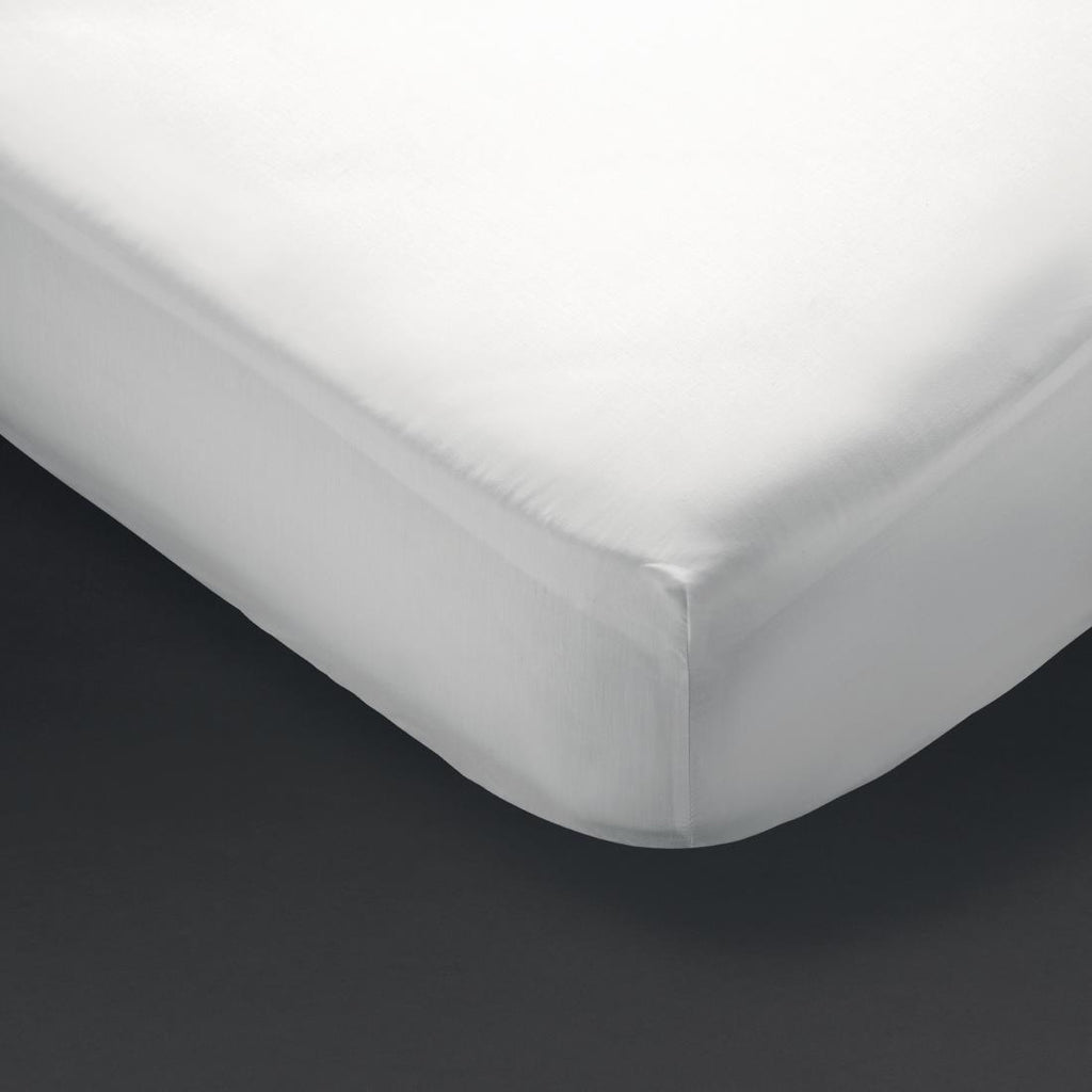 Mitre Comfort Percale Fitted Sheet White Double - GT800  Mitre Comfort   