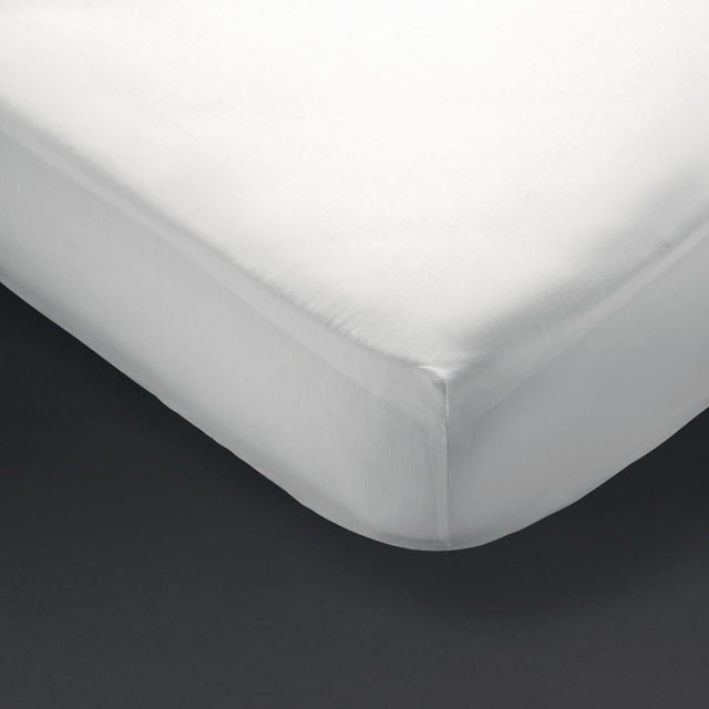 Mitre Comfort Percale Fitted Sheet White Double - GT800  Mitre Comfort   