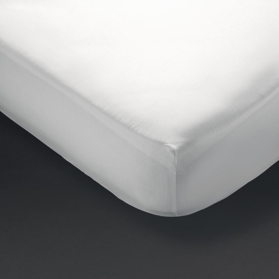 Mitre Comfort Percale Fitted Sheet White King Size - GT801  Mitre Comfort   