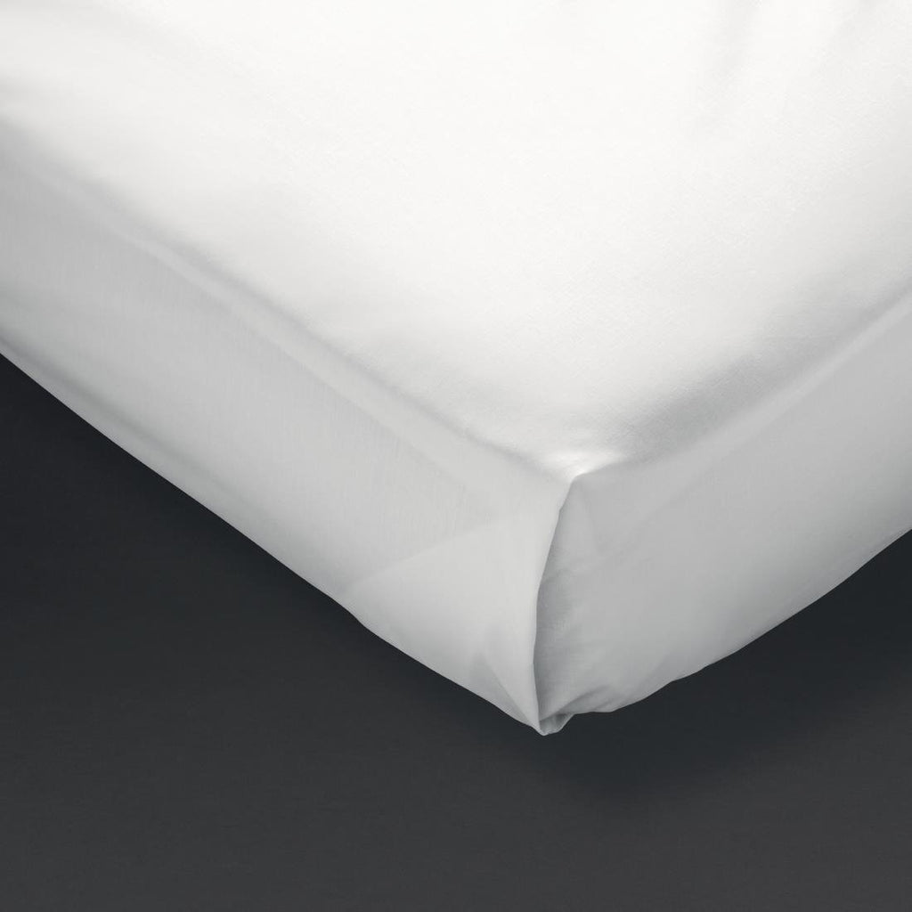 Mitre Comfort Percale Flat Sheet White Double - GT805  Mitre Comfort   