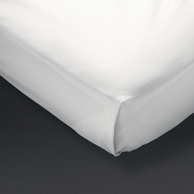 Mitre Comfort Percale Flat Sheet White Double - GT805  Mitre Comfort   