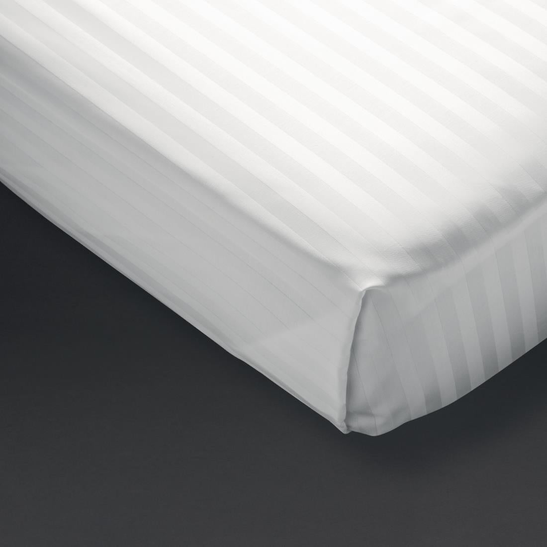 Mitre Comfort Satin Flat Sheet White Single - GT845  Mitre Comfort   