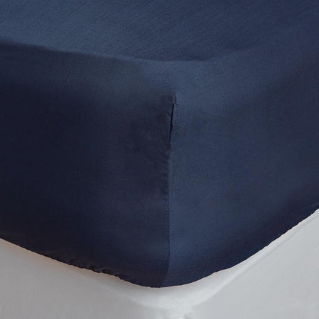 Mitre Essentials Temir Fitted Sheet Navy Double - HD052  Mitre Essentials   