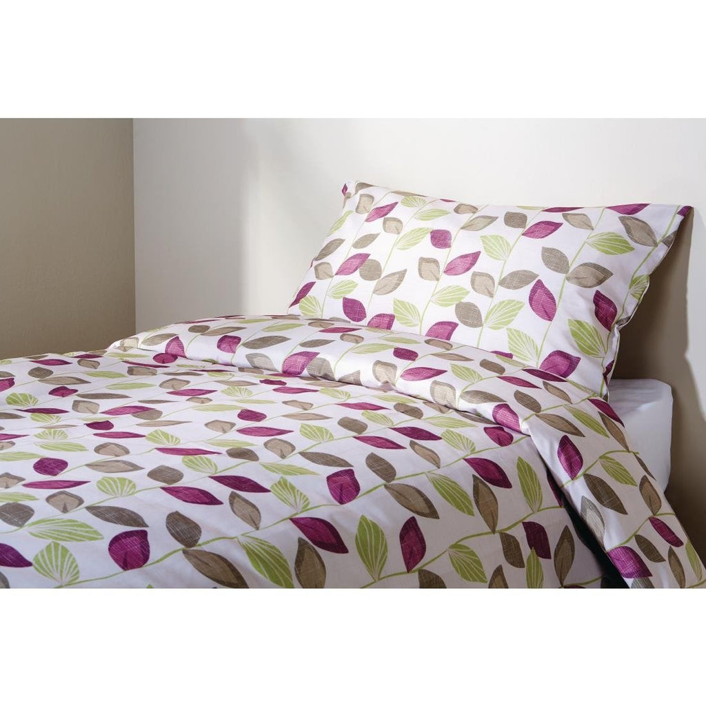 Mitre Essentials Florence Leaf Pillowcase Damson - GU369  Mitre Essentials   
