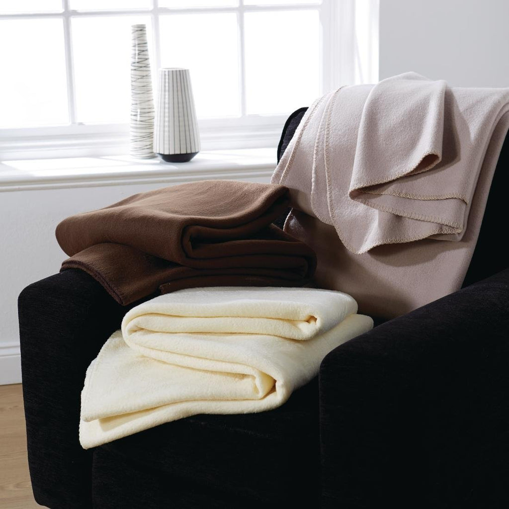 Mitre Essentials Polar Blanket Chocolate Double - GU392  Mitre Essentials   