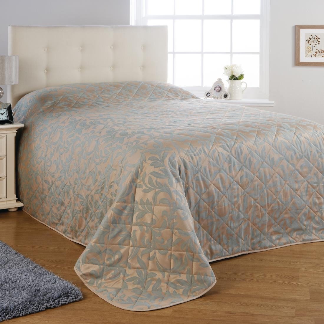 Mitre Essentials Kensington Bedspread Duck Egg Double - GW227  Mitre Essentials   