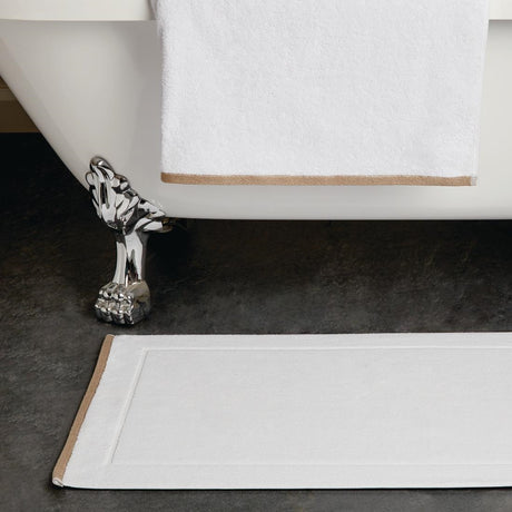 Mitre Heritage Ambassador Bath Mat White with Taupe Border - GW314  Mitre Heritage   