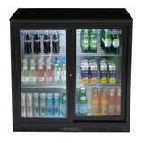 Hallco Double Door 200L Bottle Cooler – Sliding Door Commercial Undercounter Back Bar Fridge | HC2BK-SD Double Door Bottle Coolers HALLCO