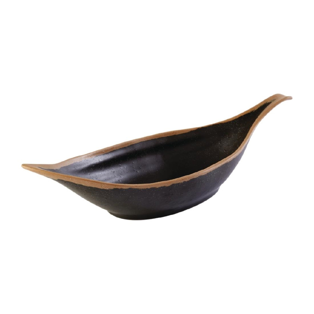 APS Crocker Leaf Bowl Brown. 420mm length - HC736 Bowls APS