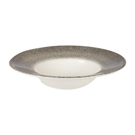 Churchill Studio Prints Raku Round Wide Rim Bowls White and Quartz Black 280mm - HC773 Bowls Churchill