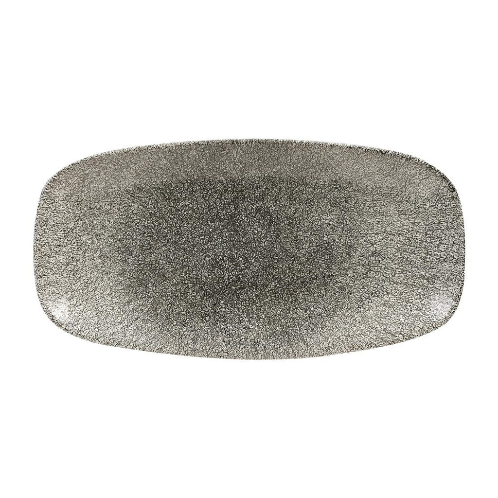 Churchill Studio Prints Raku Rectangular Plates Quartz Black 298mm (Pack of 12) - HC775 Plates Churchill