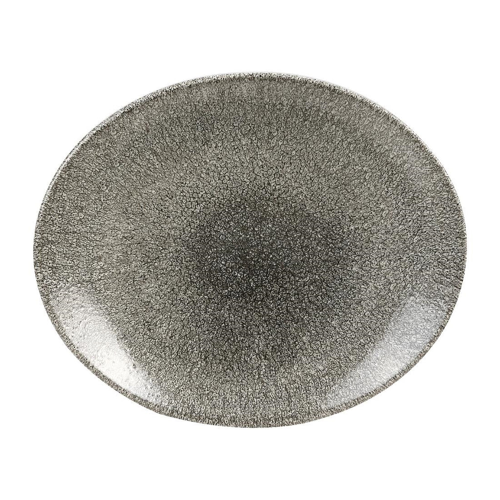 Churchill Studio Prints Raku Oval Coupe Plates Quartz Black 270mm (Pack of 12) - HC780 Plates Churchill