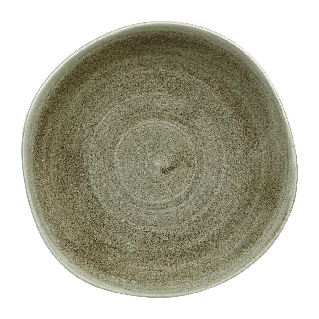 Churchill Stonecast Patina Antique Organic Round Plates Green 264mm (Pack of 12) - HC821 Plates Churchill