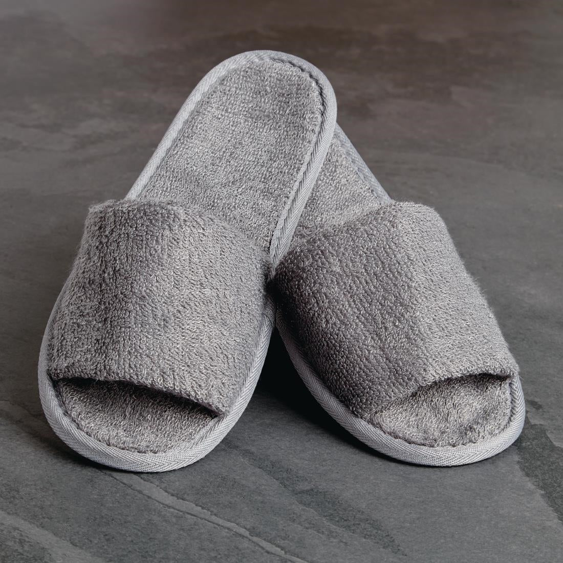 Luxury Curzon Open Toe Slippers Grey - HD244  Mitre Luxury   