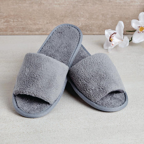 Comfort Vienna Open Toe Slippers Grey - HD245  Mitre Comfort   