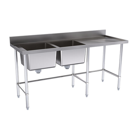 Hallco Sink Double Left Hand Bowls With Right Hand Drainer | HDS1800L Double Bowl Sinks Hallco