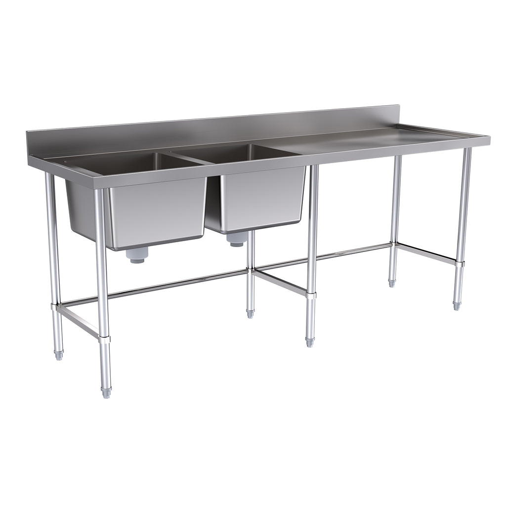 Hallco Sink Double Left Hand Bowls With Right Hand Drainer | HDS2100L Double Bowl Sinks Hallco