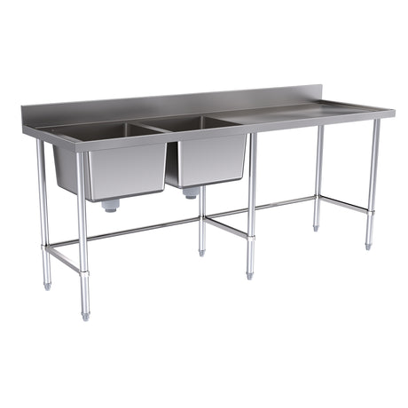 Hallco Sink Double Left Hand Bowls With Right Hand Drainer | HDS2100L Double Bowl Sinks Hallco