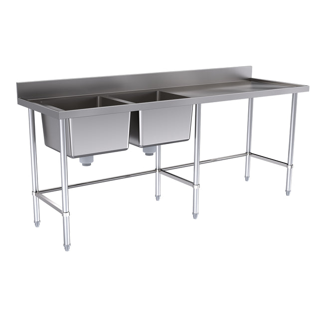 Hallco Sink Double Left Hand Bowls With Right Hand Drainer | HDS2100L Double Bowl Sinks Hallco