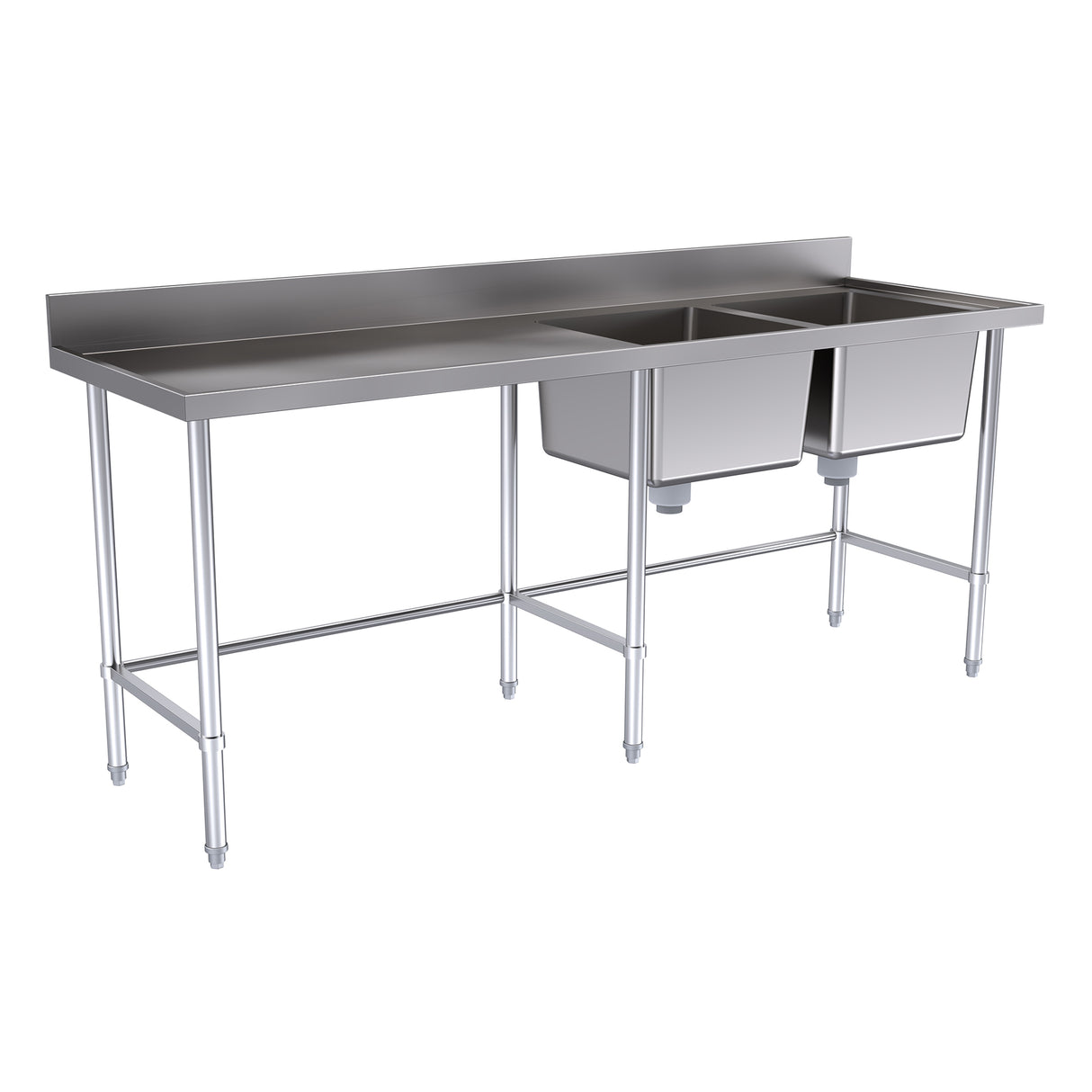 Hallco Sink Double Right Hand Bowls With Left Hand Drainer | HDS2100R Double Bowl Sinks Hallco