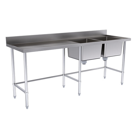 Hallco Sink Double Right Hand Bowls With Left Hand Drainer | HDS2100R Double Bowl Sinks Hallco