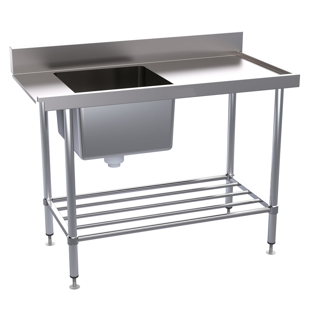 Hallco Dishwash Table 'Dirties' Inlet Bench Stainless Steel | HDWI1200R Stainless Steel Dishwasher Tables Hallco
