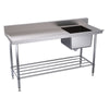 Hallco Dishwash Table 'Dirties' Inlet Bench Stainless Steel | HDWI1650L Stainless Steel Dishwasher Tables Hallco