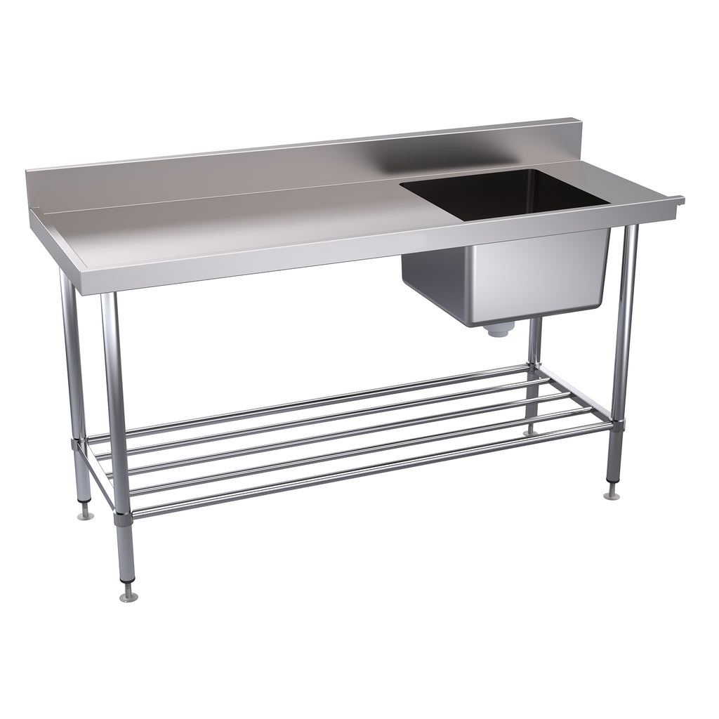 Hallco Dishwash Table 'Dirties' Inlet Bench Stainless Steel | HDWI1650L Stainless Steel Dishwasher Tables Hallco