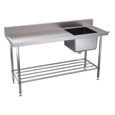 Hallco Dishwash Table 'Dirties' Inlet Bench Stainless Steel | HDWI1650L Stainless Steel Dishwasher Tables Hallco