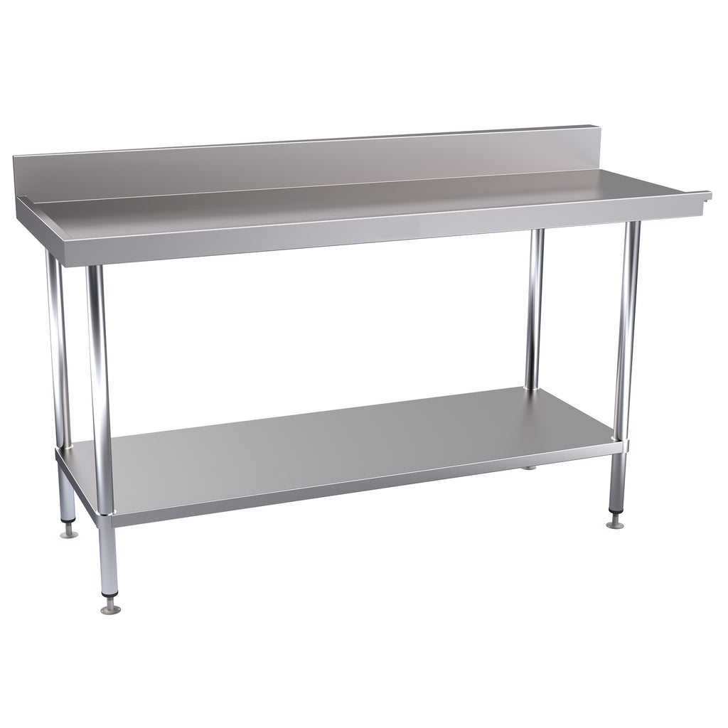 Hallco Dishwash Table 'Cleans' Outlet Bench Stainless Steel | HDWO1650L Stainless Steel Dishwasher Tables Hallco
