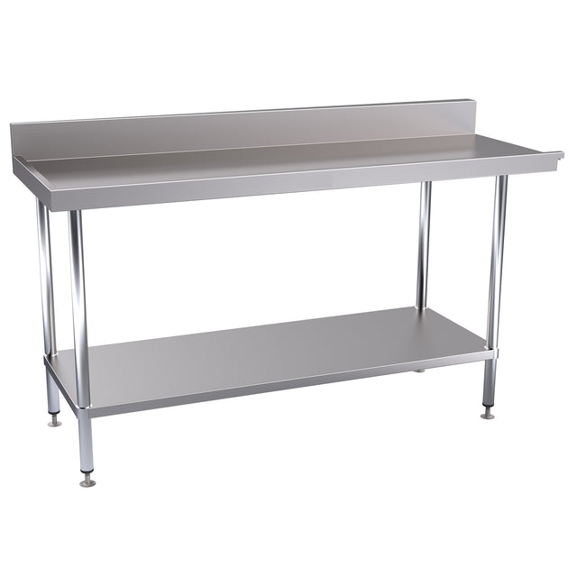 Hallco Dishwash Table 'Cleans' Outlet Bench Stainless Steel | HDWO1650L Stainless Steel Dishwasher Tables Hallco