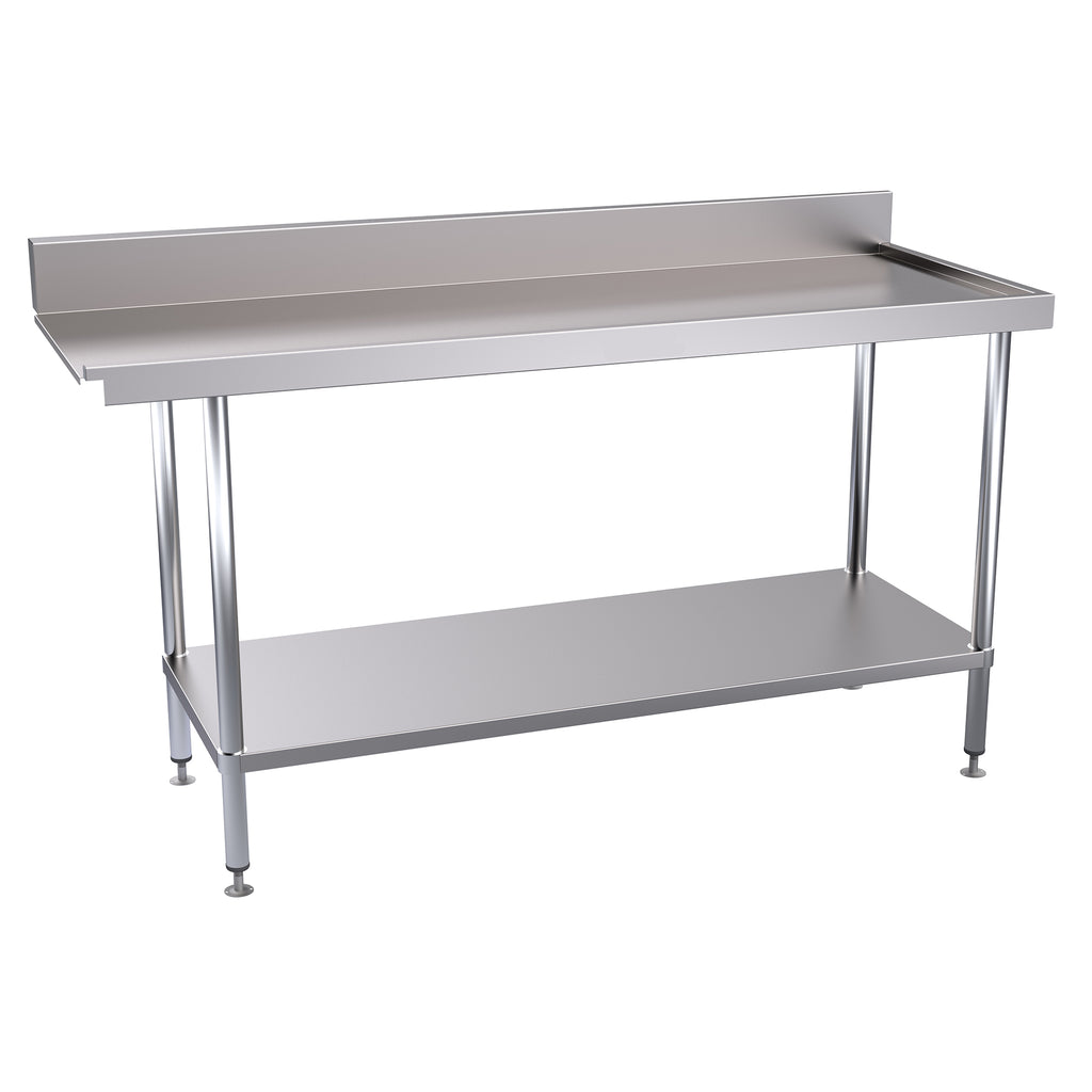 Hallco Dishwash Table 'Cleans' Outlet Bench Stainless Steel | HDWO1650R Stainless Steel Dishwasher Tables Hallco