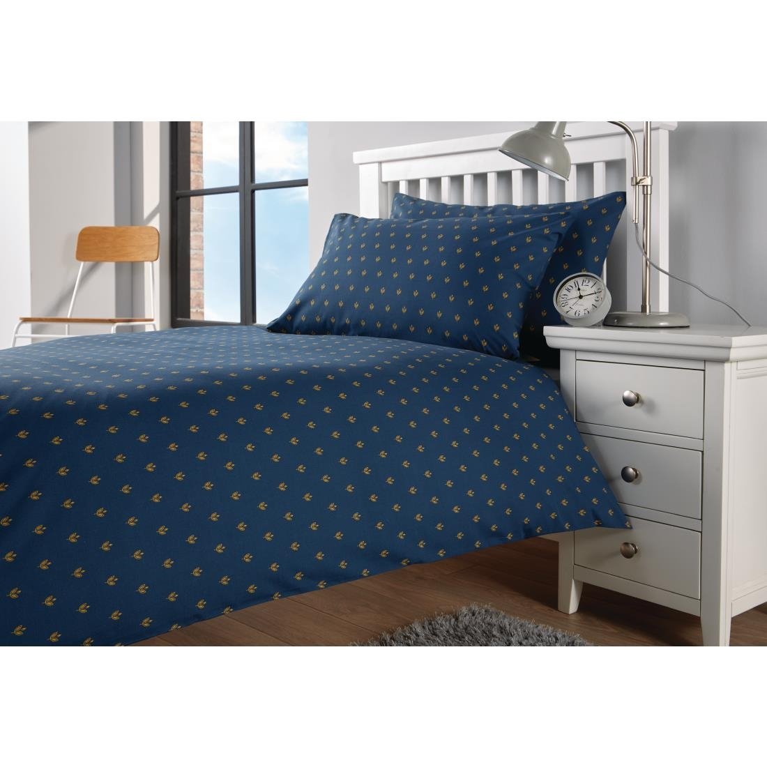 Mitre Essentials Perth Duvet Cover Navy Double - HN855  Mitre Essentials   