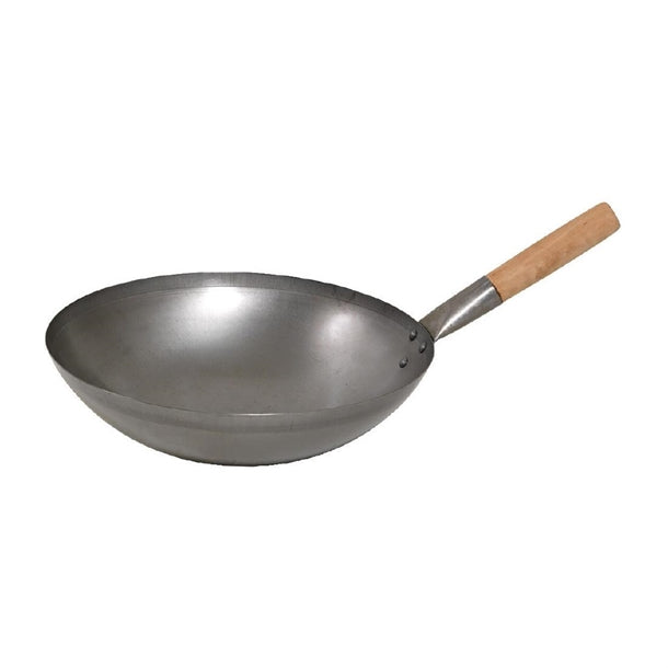 Matfer Bourgeat Steel Wok Wood Handle 350mm - HP742  Matfer Bourgeat   