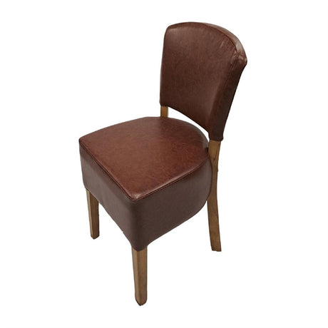 Hanoi Dining Chair In Weathered Oak with Bison Vinyl Espresso (Pack of 2) - HP761 Upholstered Dining Chairs Everyday   
