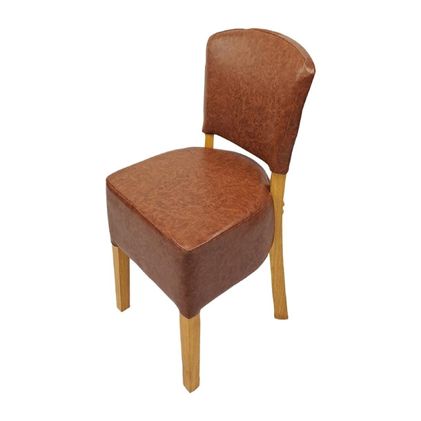 Hanoi Dining Chair In Soft Oak with Bison Vinyl Tan (Pack of 2) - HP767 Upholstered Dining Chairs Everyday   